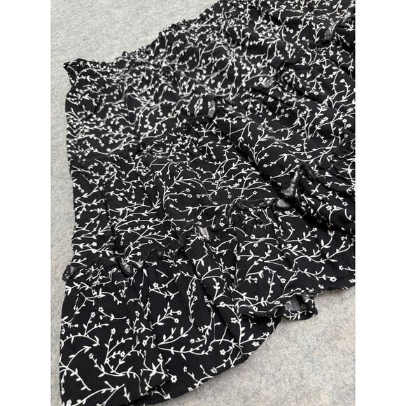 Ava Christine Liberty Ruffled Mini Skirt Womens Sz L Black/White Cottage Core - Picture 2 of 6